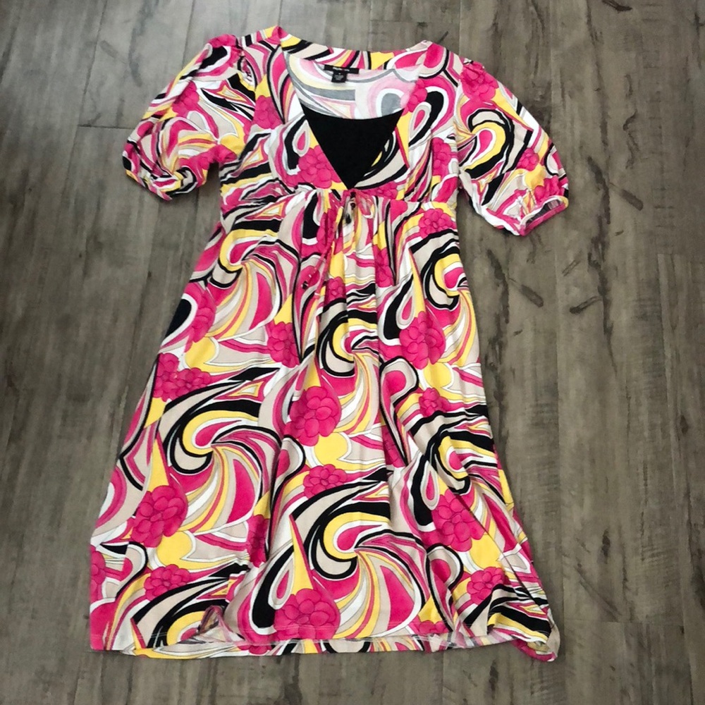 Pink and Yellow Patterned Dress